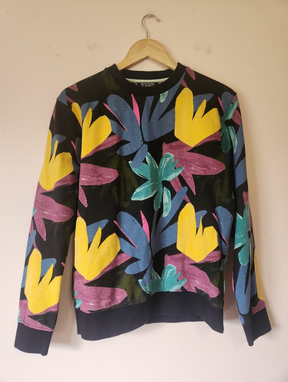 Scotch & Soda Weekend Edition Abstract Botanical Floral Cotton Sweatshirt Size S